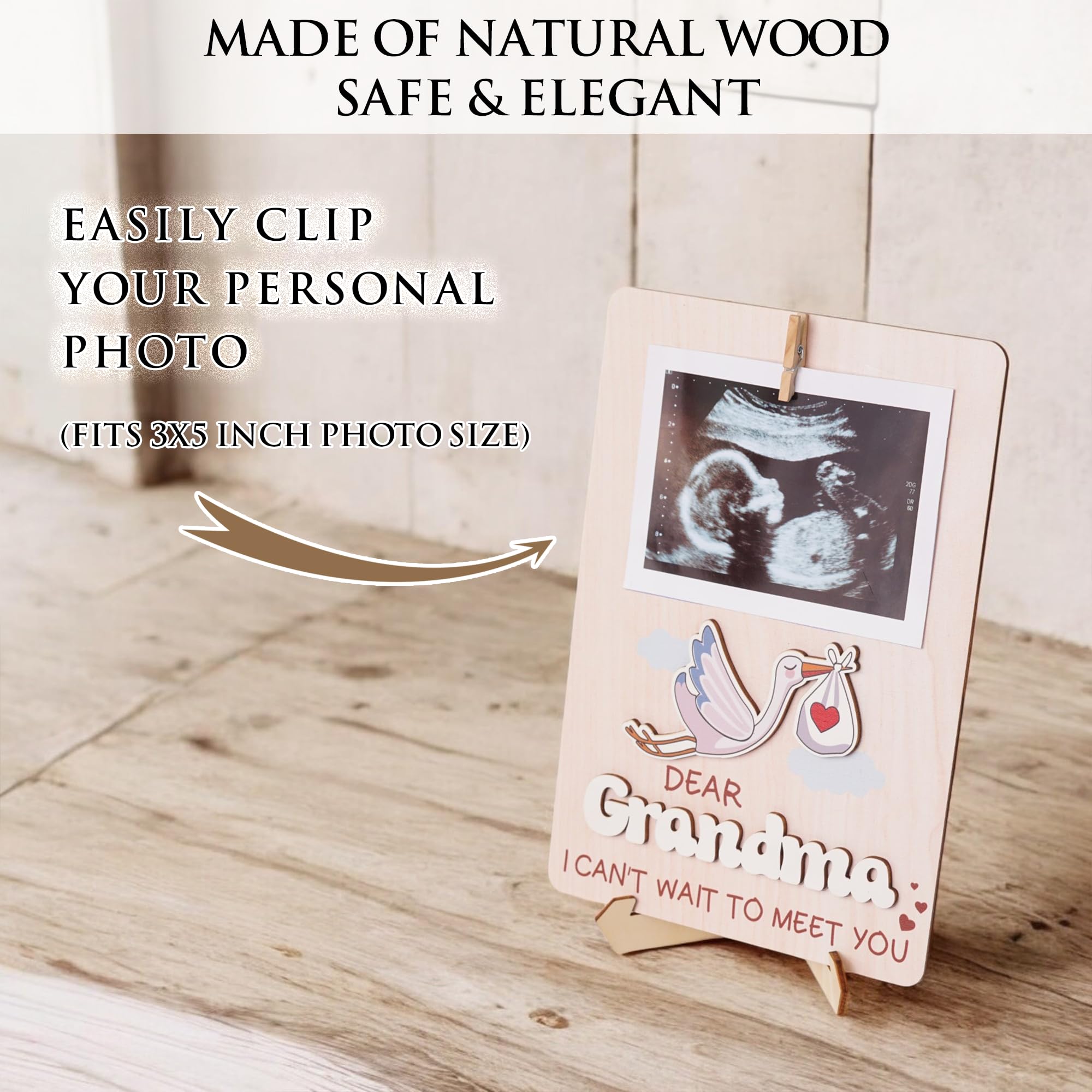 KATINAT grandparent reveal frame beside family photos enhancing warmth and legacy