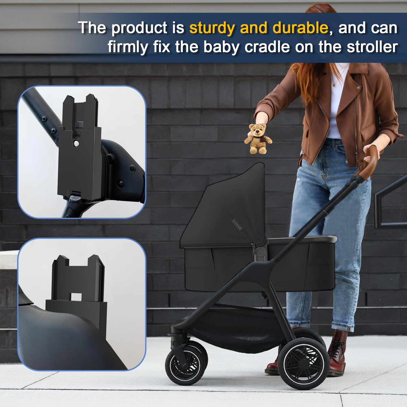 Katywixu uppababy connector front view highlights easy quick-install design for busy parents.