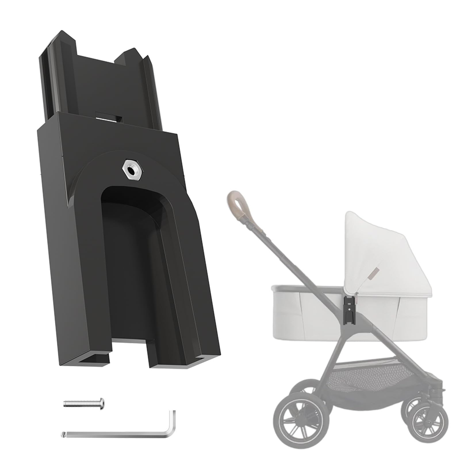 Katywixu uppababy connector side view for stable bassinet attachment during everyday strolls.