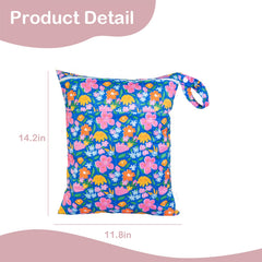 Kawigo floral 3L09 back view with two zippered compartments for wet and dry items