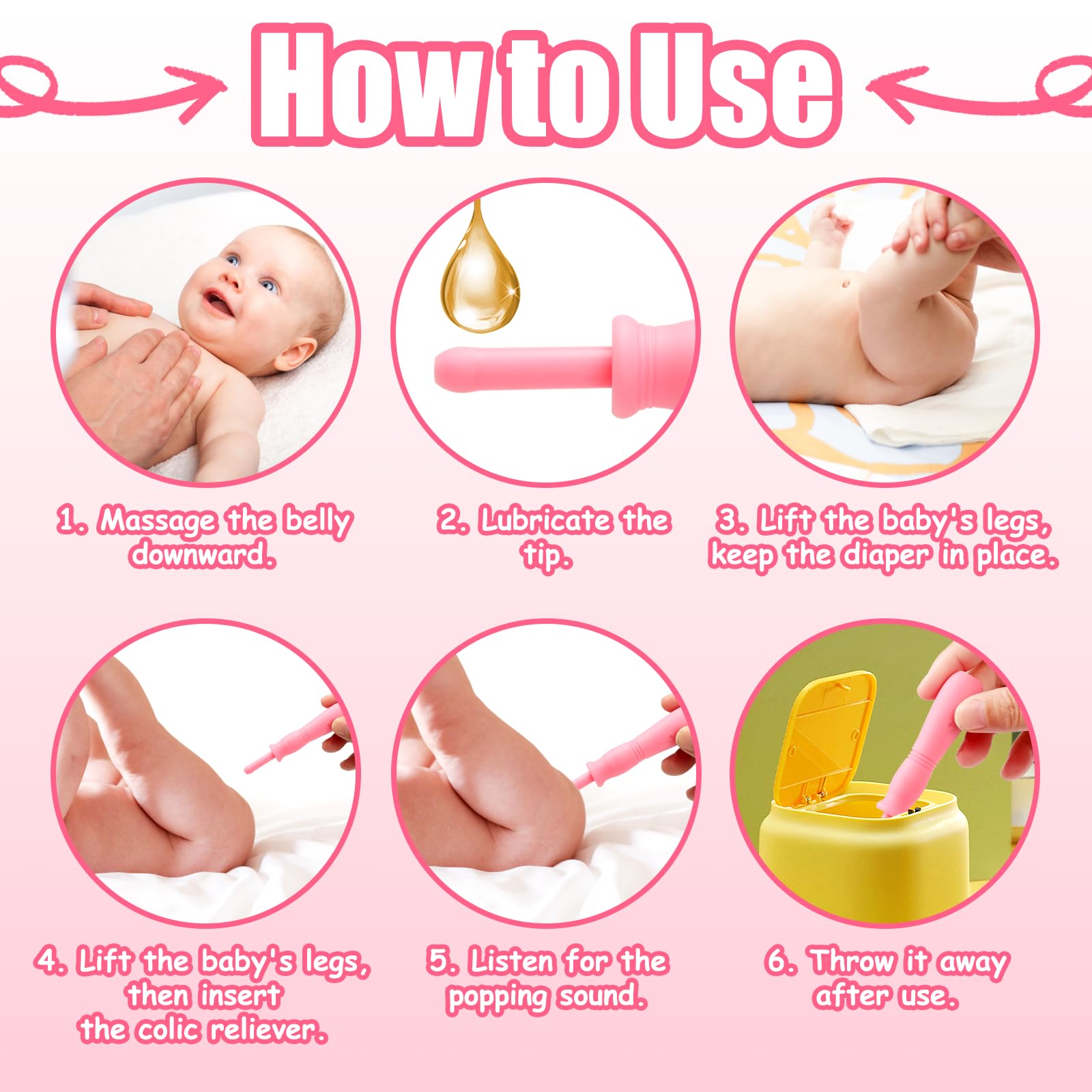 Kaxmyt baby gas-relief insertion-angle emphasizes stopper for safe depth control