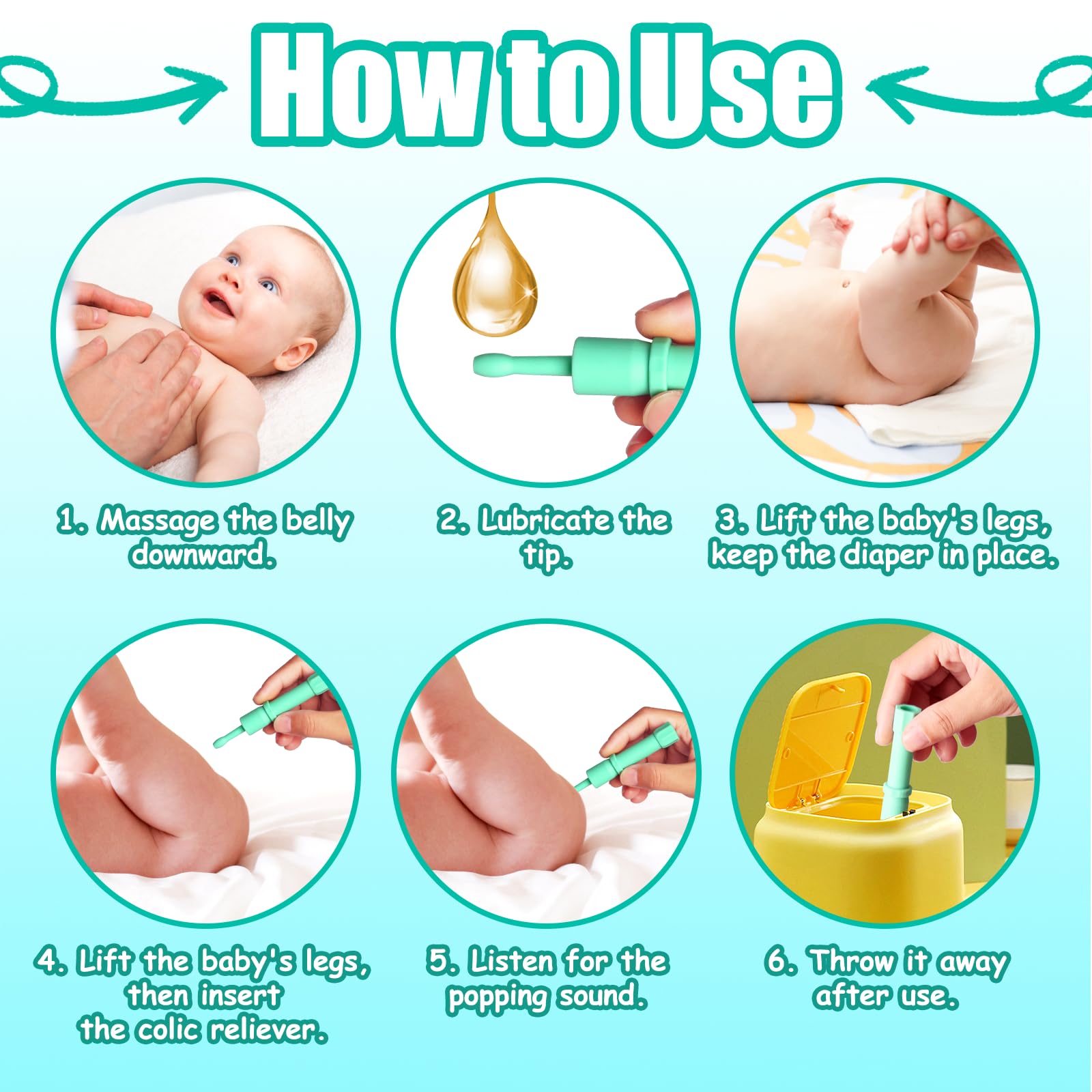 Kaxmyt baby gas-reliever lubrication step for smoother insertion