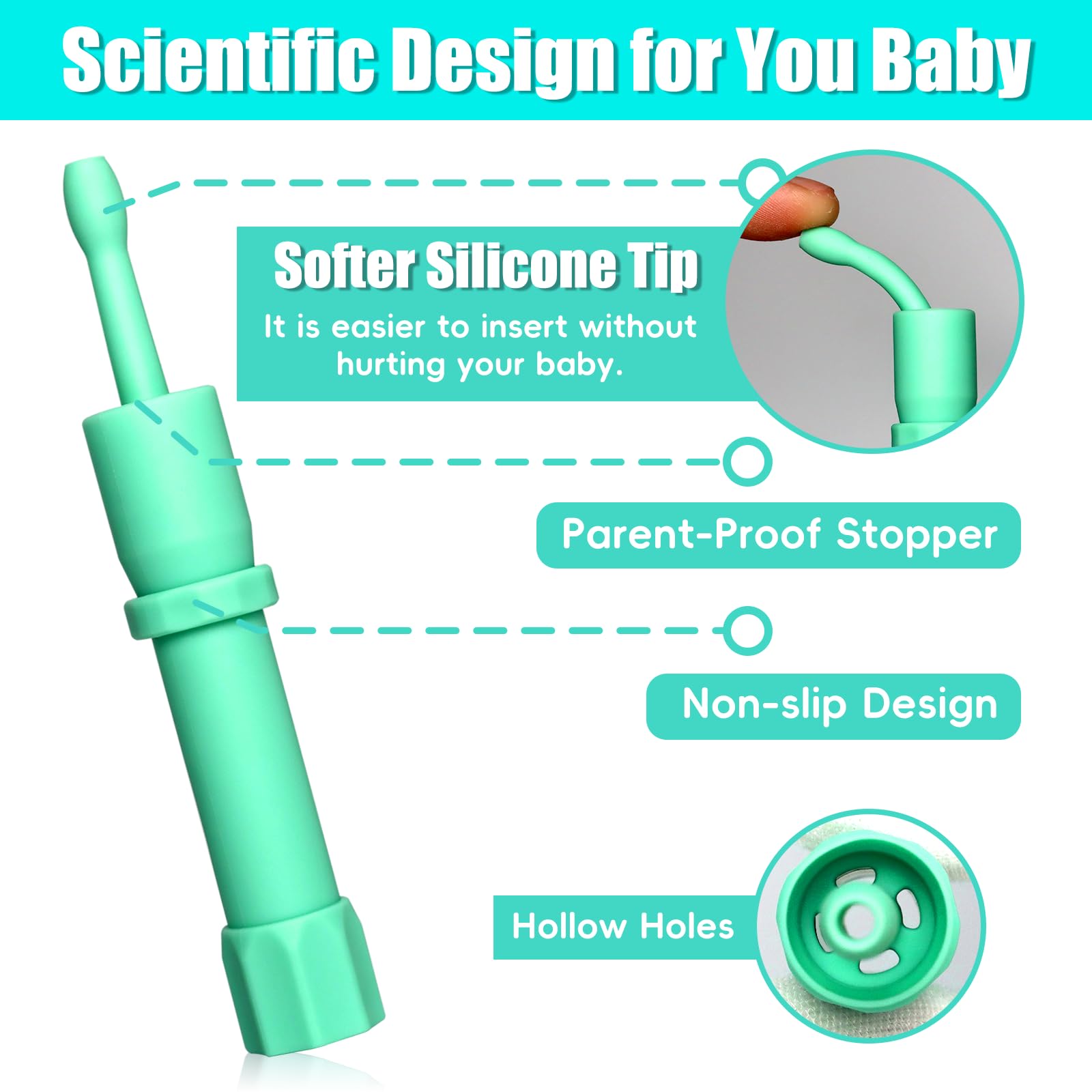 Kaxmyt baby gas-reliever round head design eases insertion