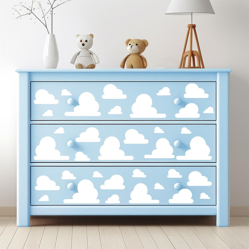 Kazova White Cloud bedroom and playroom decals inspire imaginative spaces with gentle cloud motifs