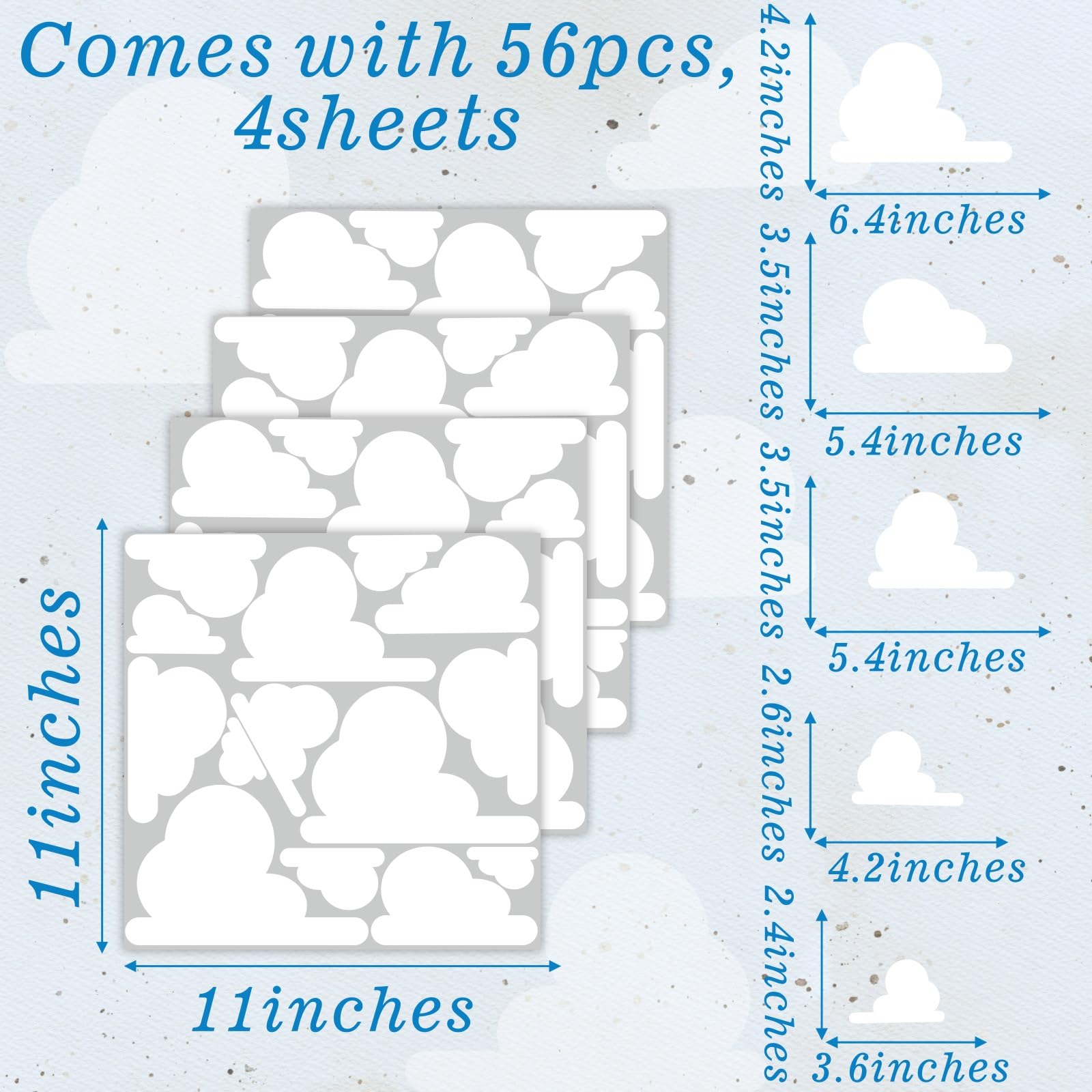 Kazova White Cloud wall stickers small clouds vary in size for playful room accents