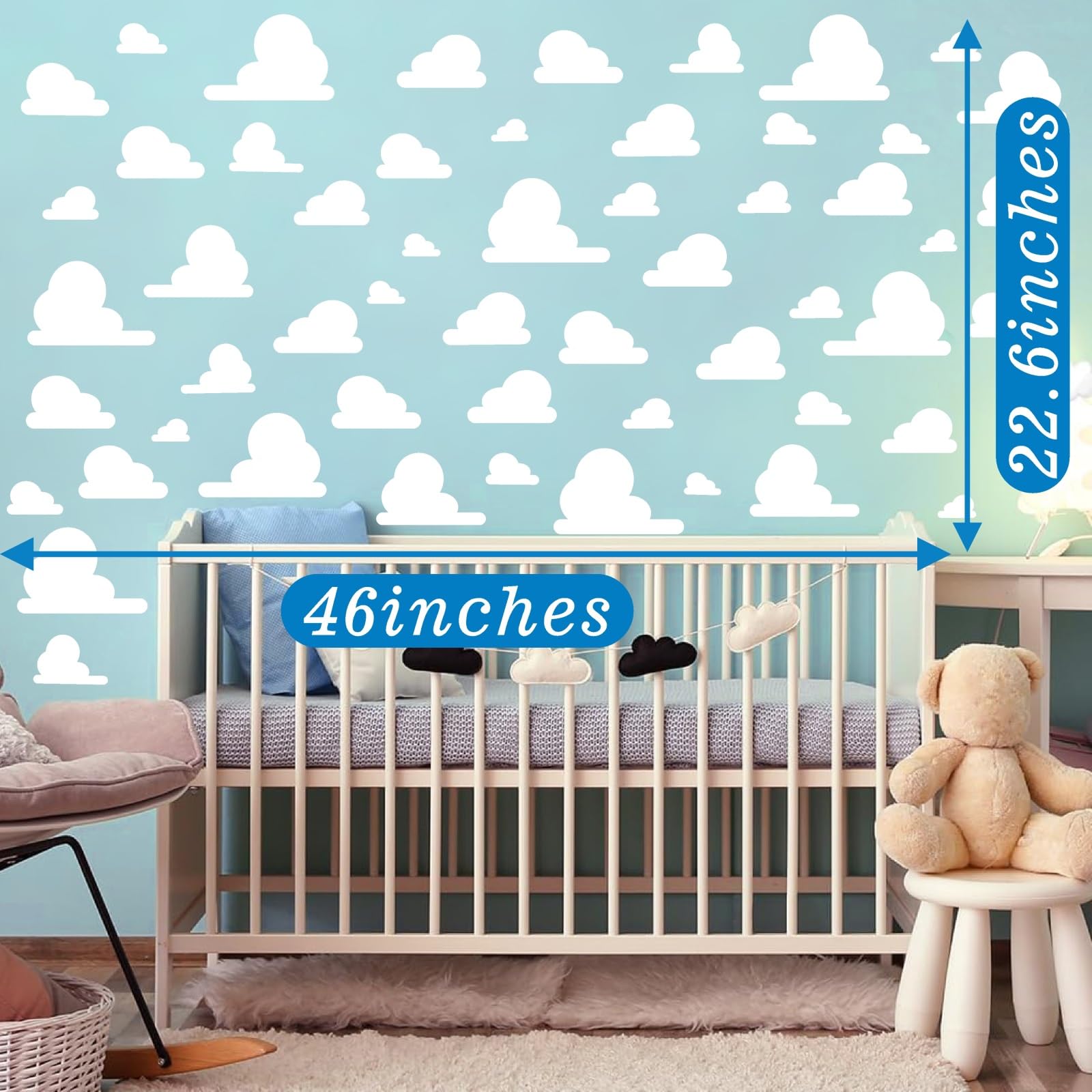 Kazova White Cloud wall-sticker wall-attachment is easy to apply on clean surfaces for quick decor