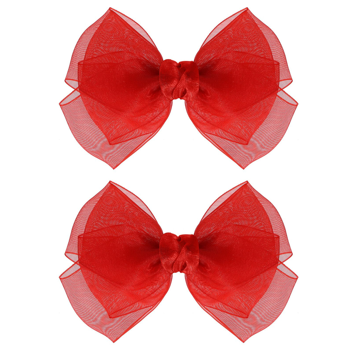 KCHIES 4in red mesh hair bow clip—front view for effortless daily styling.