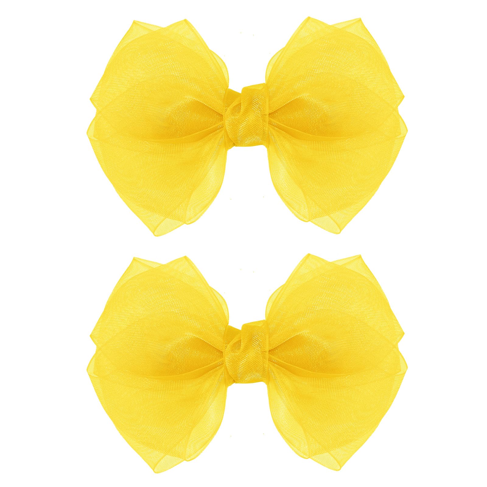 KCHIES Daffodil Yellow Mesh Hair Bow Clip 4in for bold color and secure all-day style.