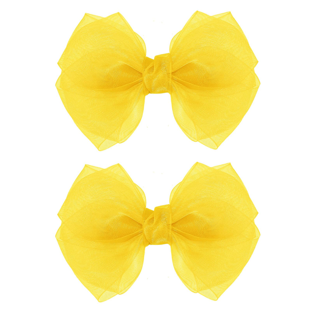 KCHIES Daffodil Yellow Mesh Hair Bow Clip 4in for bold color and secure all-day style.