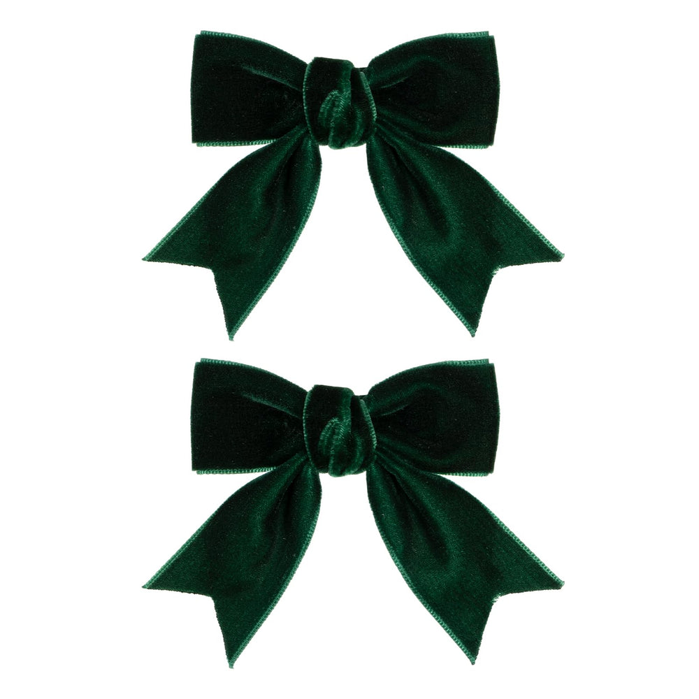 KCHIES dark green velvet bow clip with secure alligator grip for daily wear