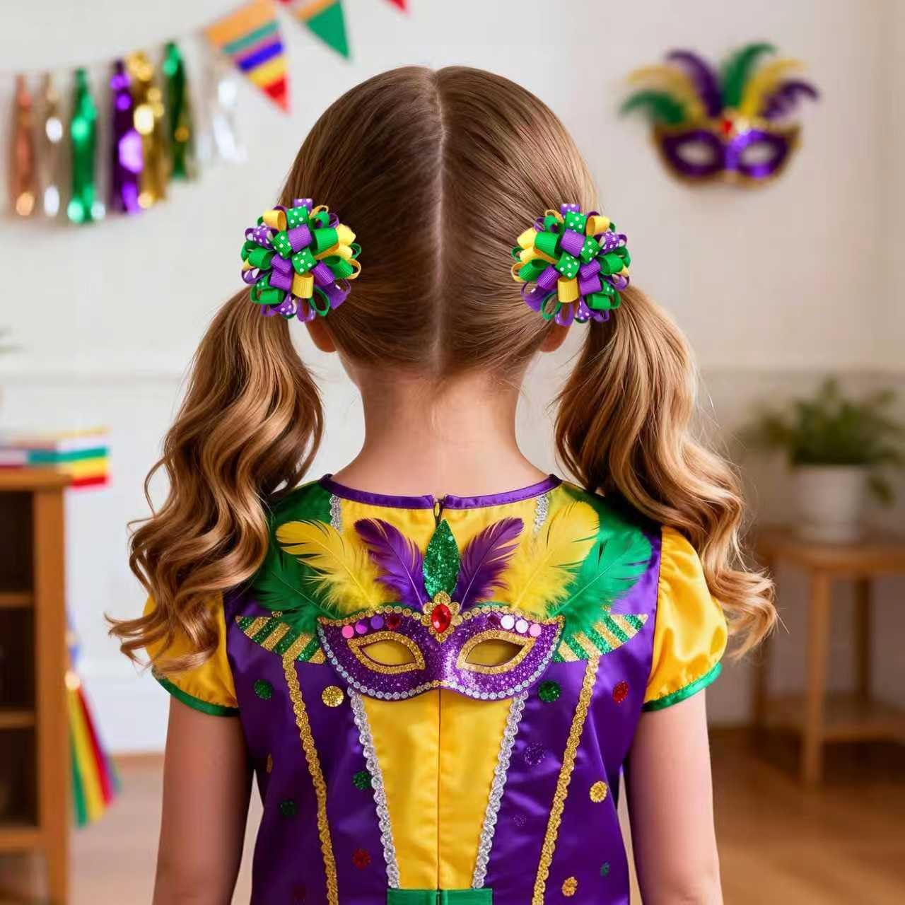 KCHIES kids party bow suitable for Mardi Gras celebrations and photos