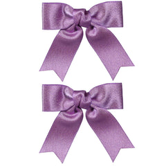 KCHIES purple glitter satin bow clip, front view, adds sparkle to daily outfits