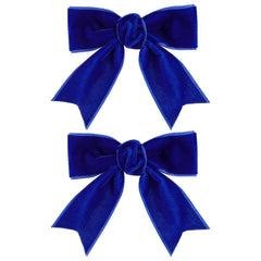 KCHIES royal blue velvet bow clip 3in secures hair for everyday wear