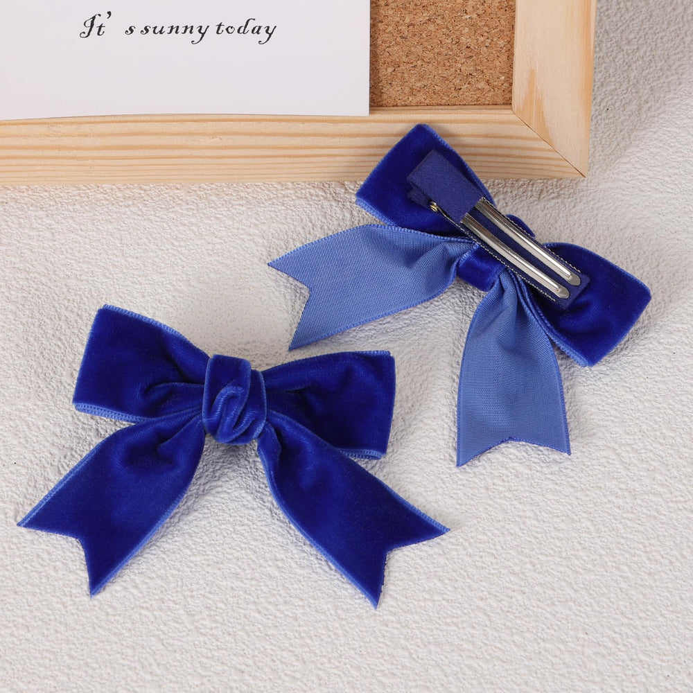 KCHIES royal blue velvet bow clip party accessory lightweight and easy to use