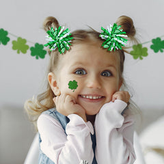 KCHIES shamrock curly korker bow close-up shows neat construction for comfortable wear.
