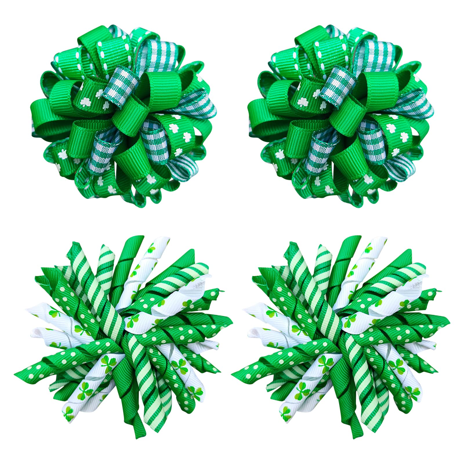 KCHIES St Patricks Day korker bow clip in Irish green for festive toddler styling.