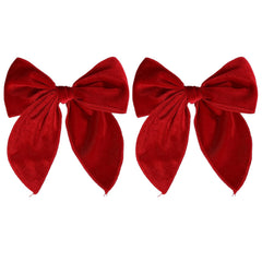 KCHIES velvet fable bow red 5-inch with secure alligator clip for everyday wear.