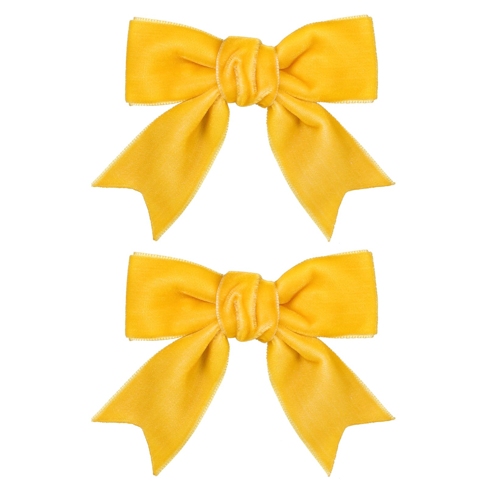 KCHIES velvet yellow bow 3-inch closeup highlights plush ribbon and secure clip for all day wear.