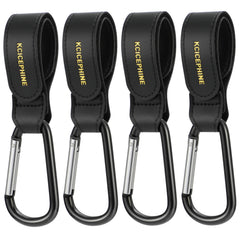 Kcicephine 4pack stroller hooks in black attach securely to handles for multiple bags.