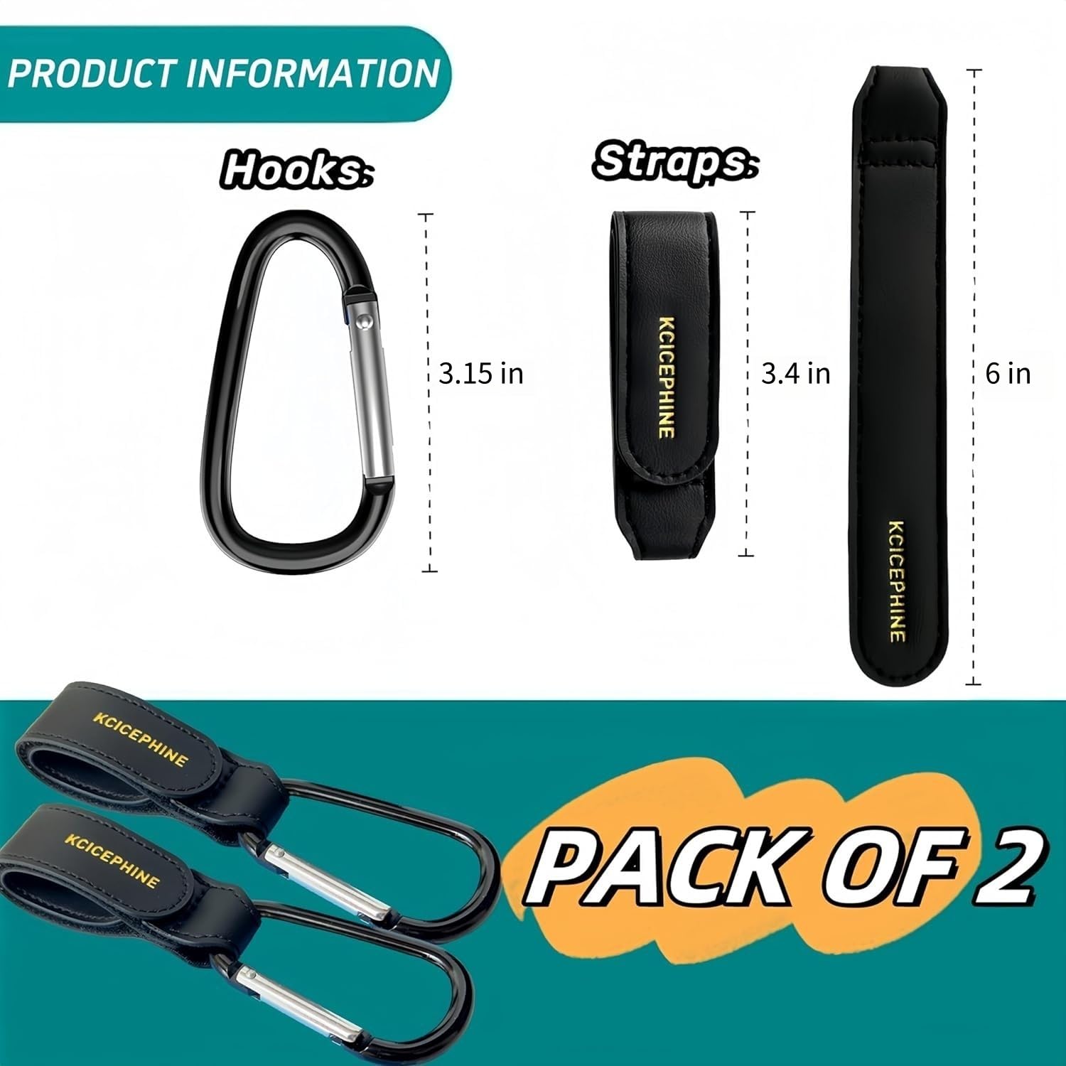 Kcicephine black hook set keeps bags within reach during shopping trips.