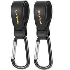 Kcicephine stroller hooks with a durable-aluminum-carabiner clip for secure bag support.