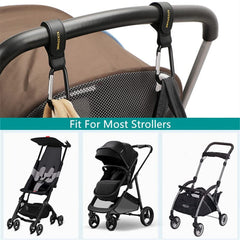 Kcicephine universal buggy hooks demonstrate easy use placement on various prams.