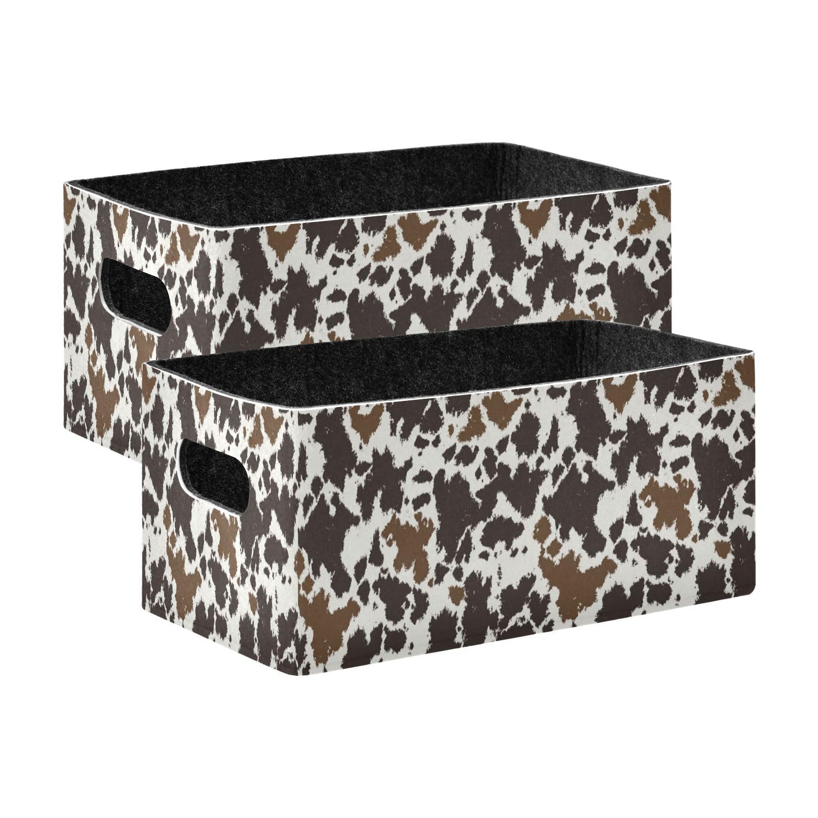Kcldeci cow-print storage bin 2-pack on shelf keeps toys accessible
