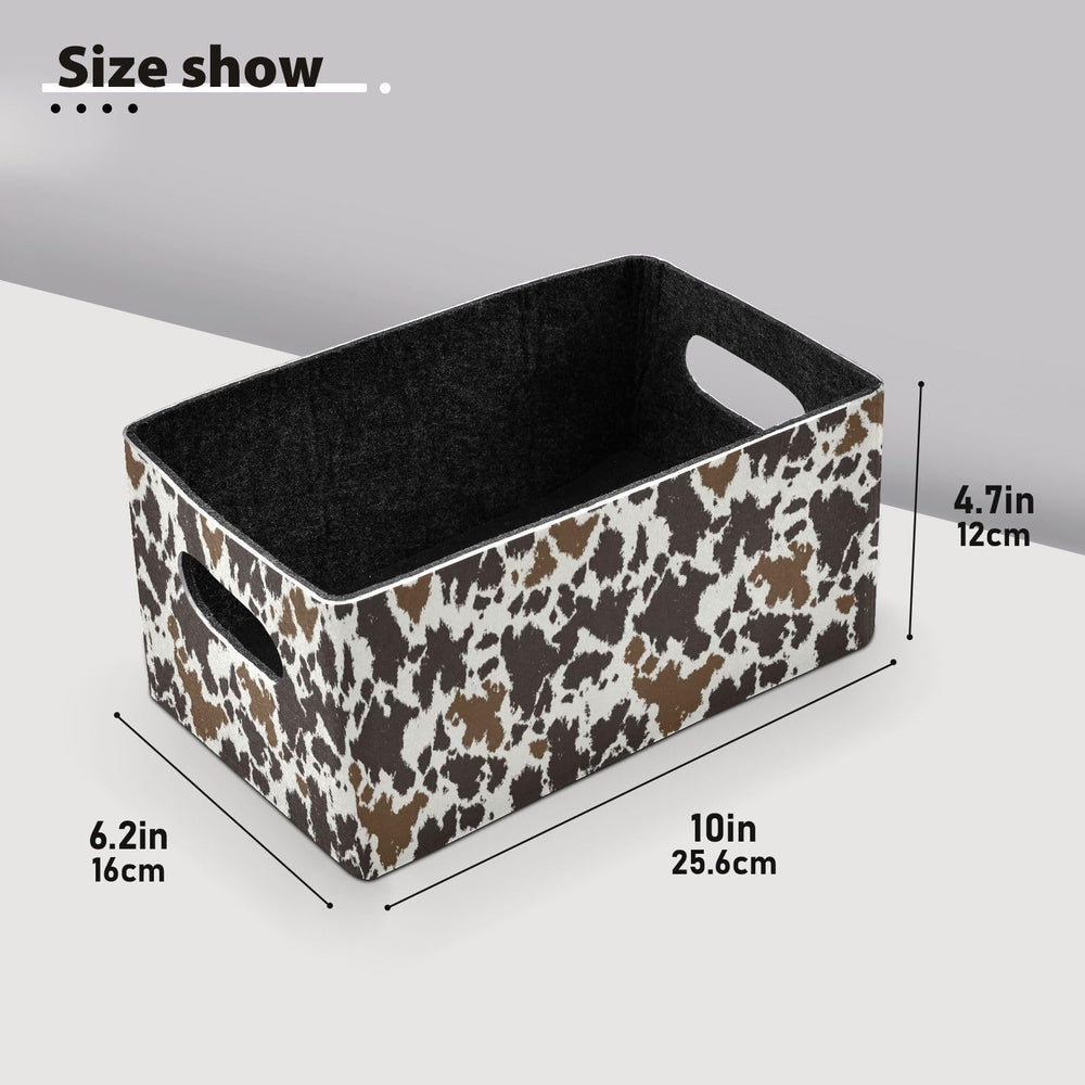 Kcldeci cow-print storage bin on nursery shelf adds playful organization