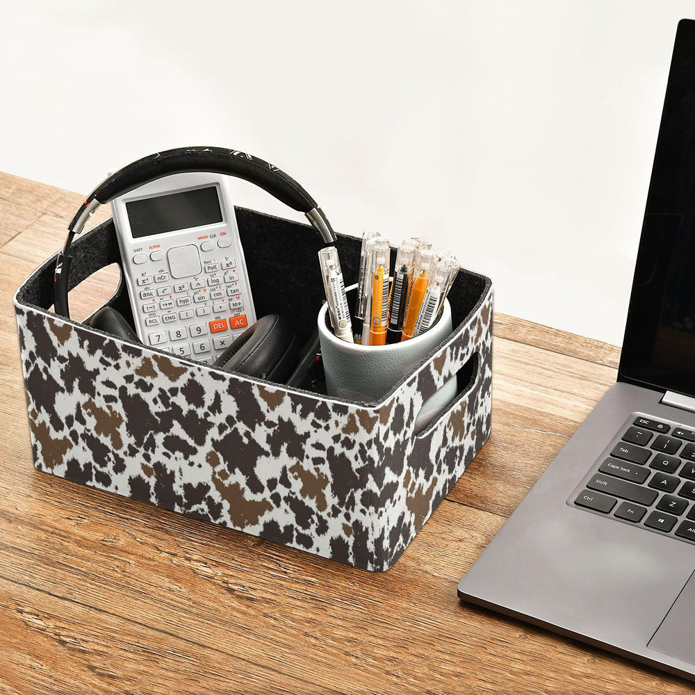 Kcldeci cow-print storage bin in car trunk keeps essentials tidy