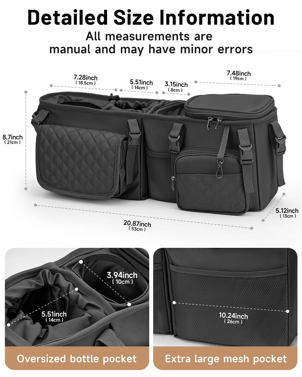 kcross-double-stroller-caddy-adjustable-mounting attaches securely to double strollers for steady use.