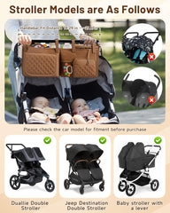 kcross double stroller organizer bag cup holder offering hands-free drink access on strolls