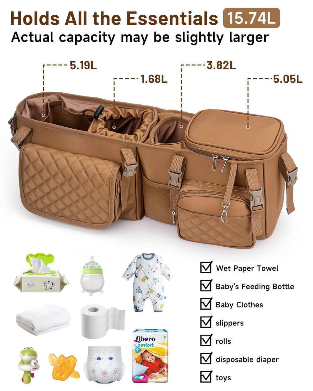kcross double stroller organizer bag easy to clean and maintain for daily use