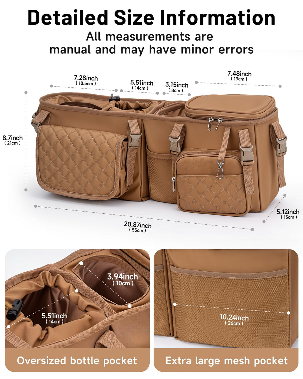 kcross double stroller organizer bag insulated compartment for temp-controlled bottles on trips