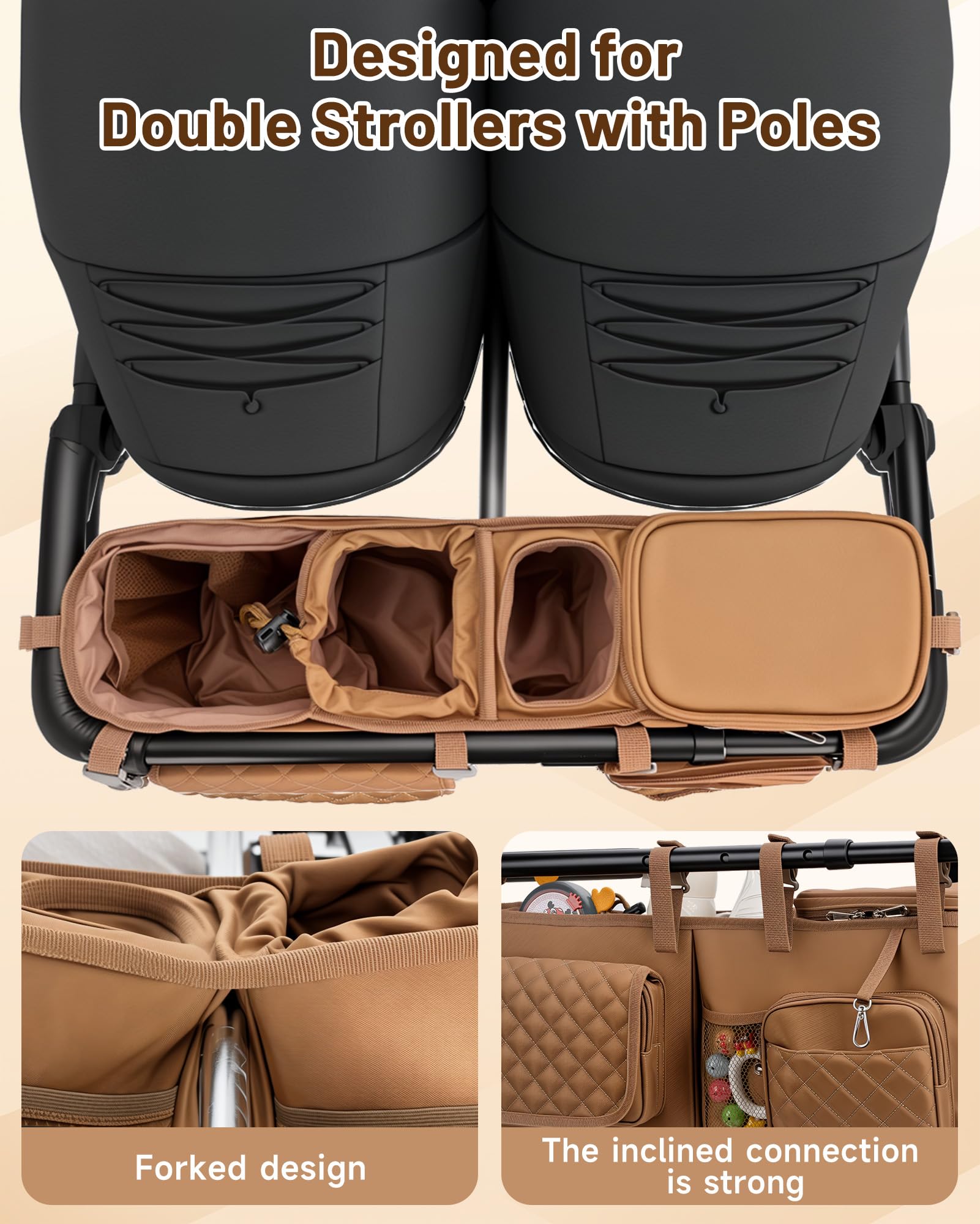 kcross double stroller organizer bag wipes pocket for fast cleanups