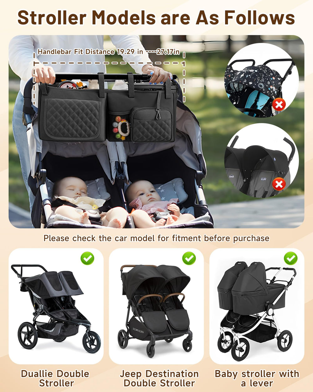 kcross-stroller-organizer-city-mini-gt2-compatible keeps twins organized on City Mini GT2 outings.