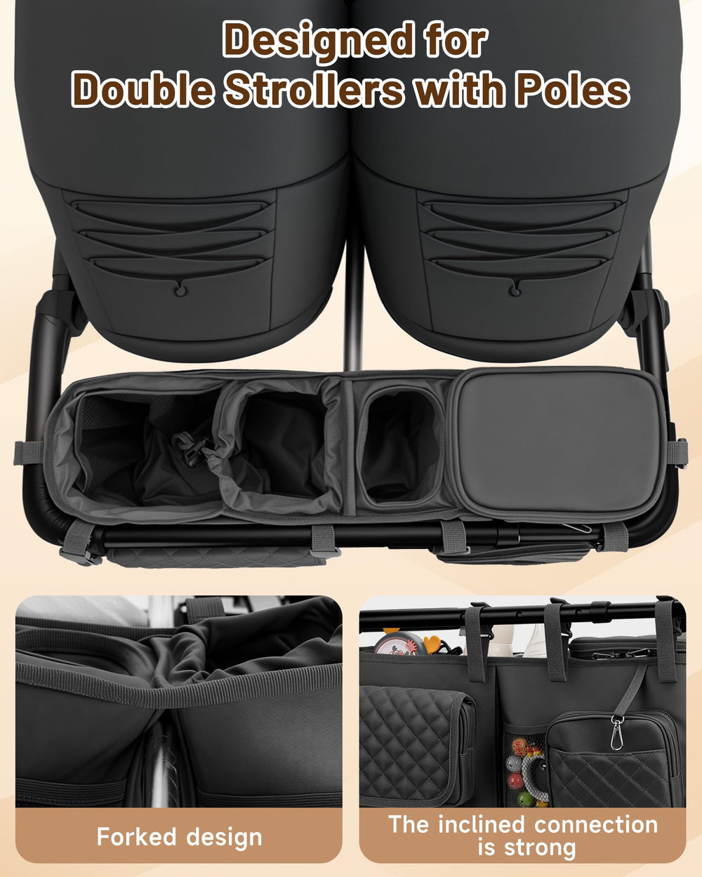 kcross-stroller-organizer-waterproof-material protects contents in wet weather and spills.