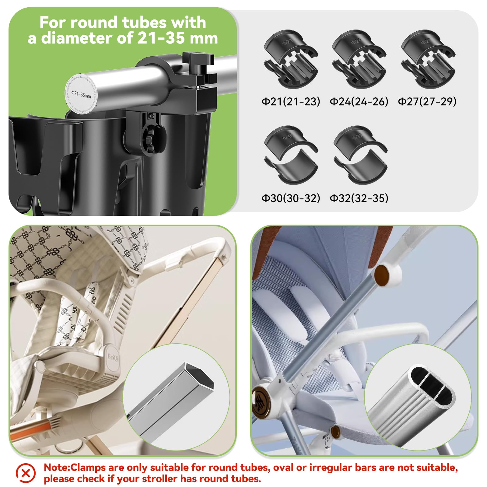 KDD Stroller Cup Holder closed clamps keep the grip secure on rails