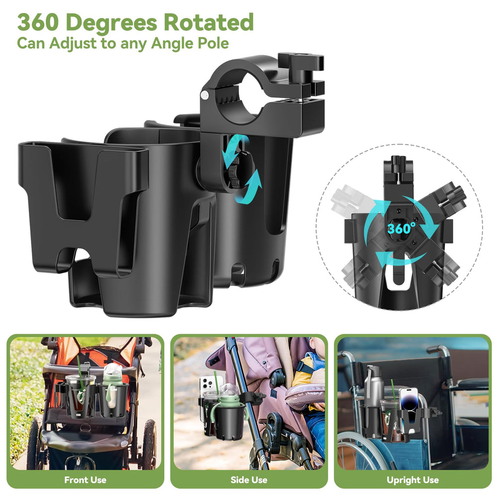 KDD Stroller Cup Holder wide main cup fits large bottles up to 3.54 inches