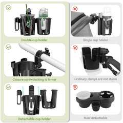 KDD Stroller Cup Holder soft silicone interior reduces spills during bumps