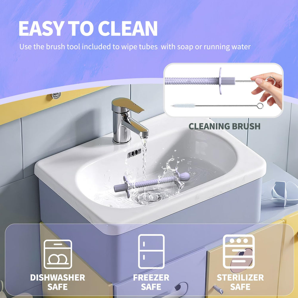 KDTOMOY cleaning brushes and pacifier clip for easy cleanup
