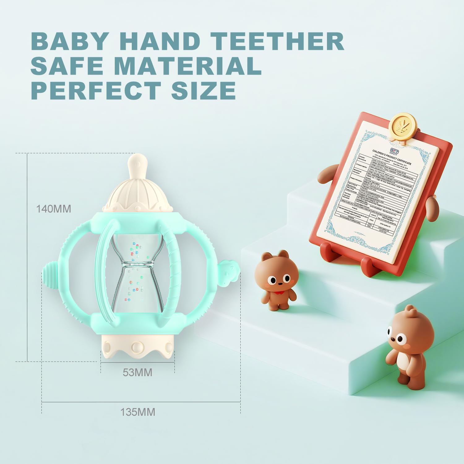 KDTOMOY dishwasher-safe teether simplifies cleaning after play sessions.