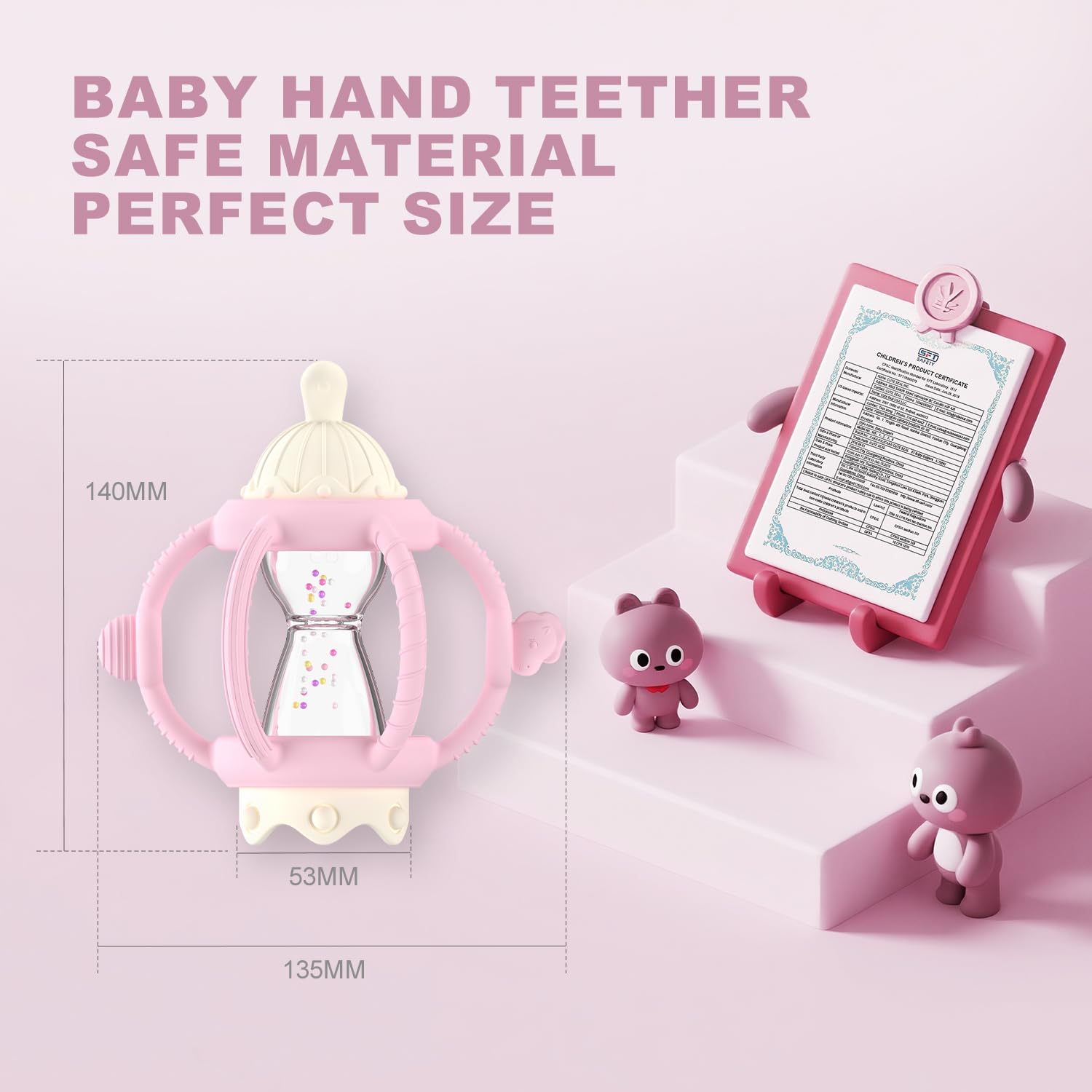 KDTOMOY merry-go-round design teether supports easy grip and sensory engagement.