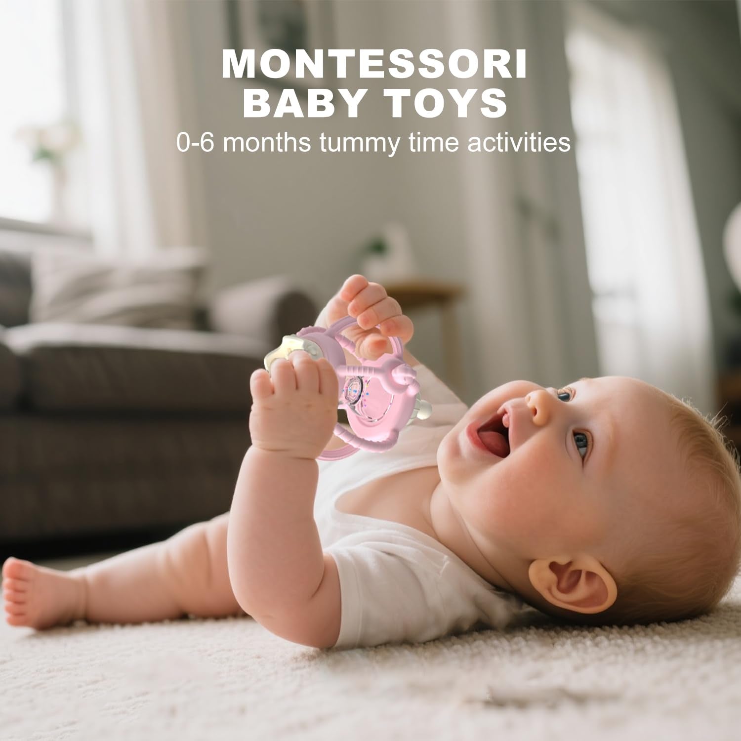 KDTOMOY pacifier-teether combo promotes soothing tactile exploration for 0-12 months.