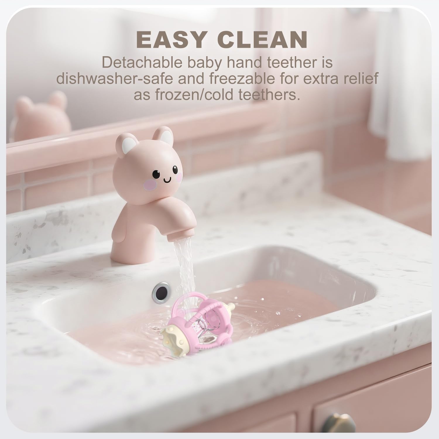 KDTOMOY pink baby rattle toy ideal as a thoughtful gift for 0-24 months.