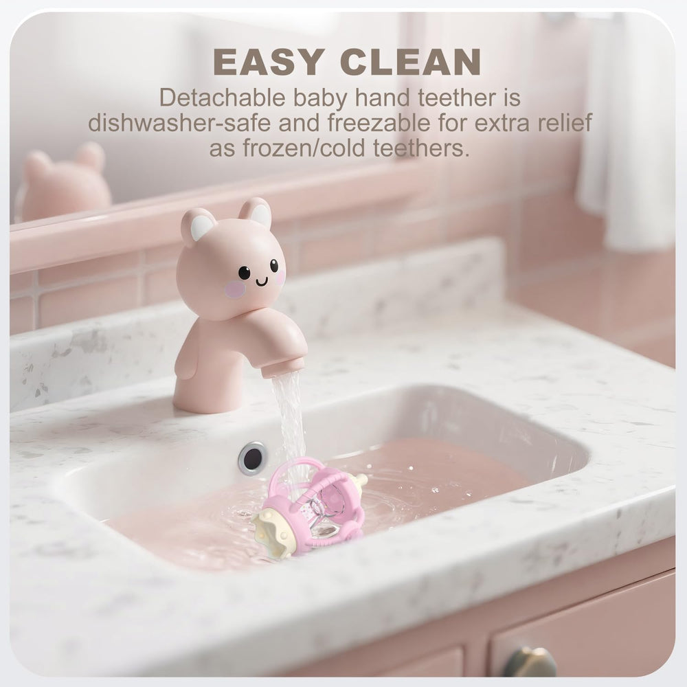 KDTOMOY pink baby rattle toy ideal as a thoughtful gift for 0-24 months.