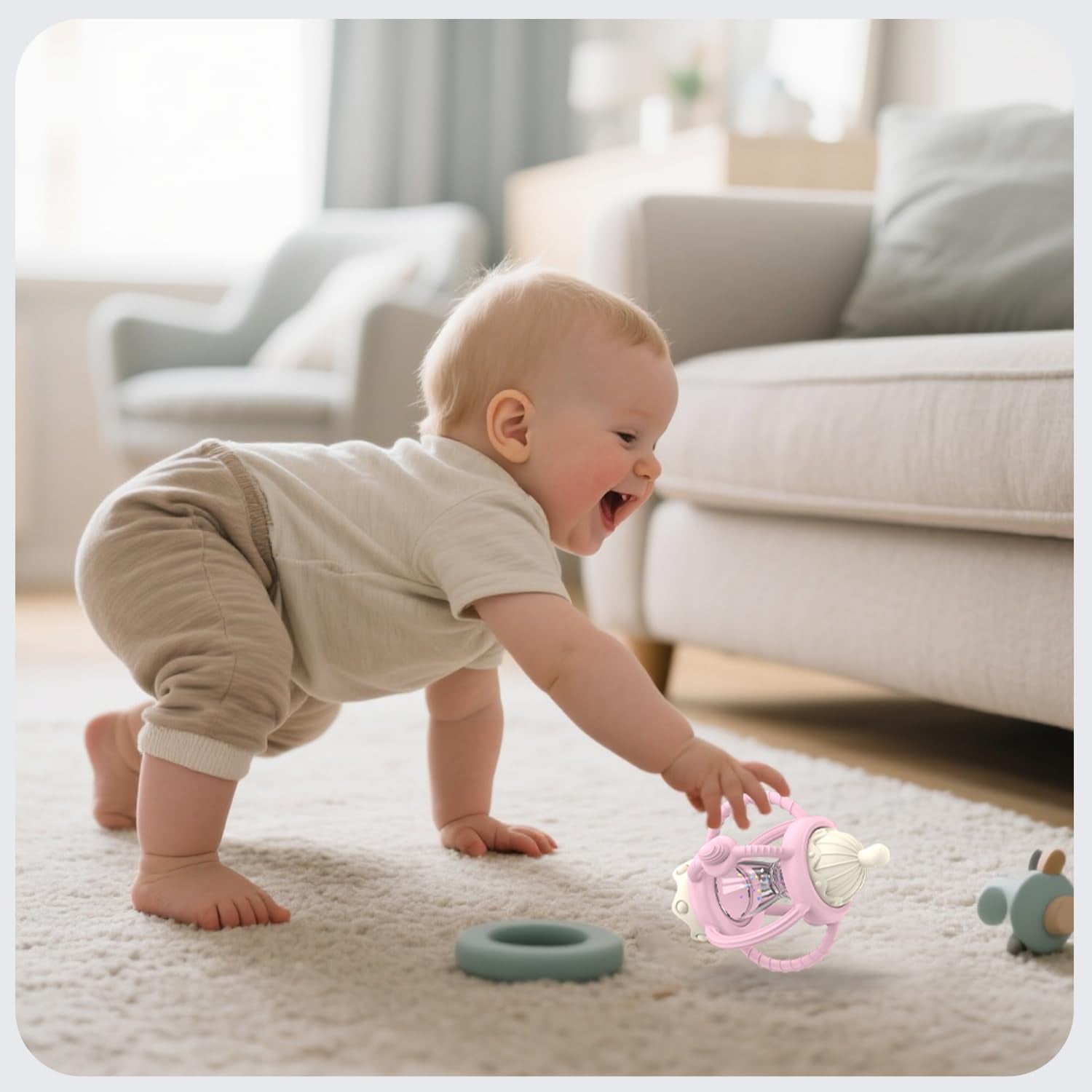 KDTOMOY safe BPA-free silicone toy ideal for teething relief and motor skill exploration.