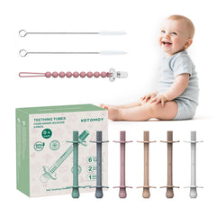 KDTOMOY silicone teething tubes in a colorful set support early teething comfort