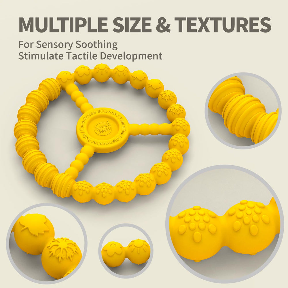 KDTOMOY red teething ring with varied textures for chewing relief