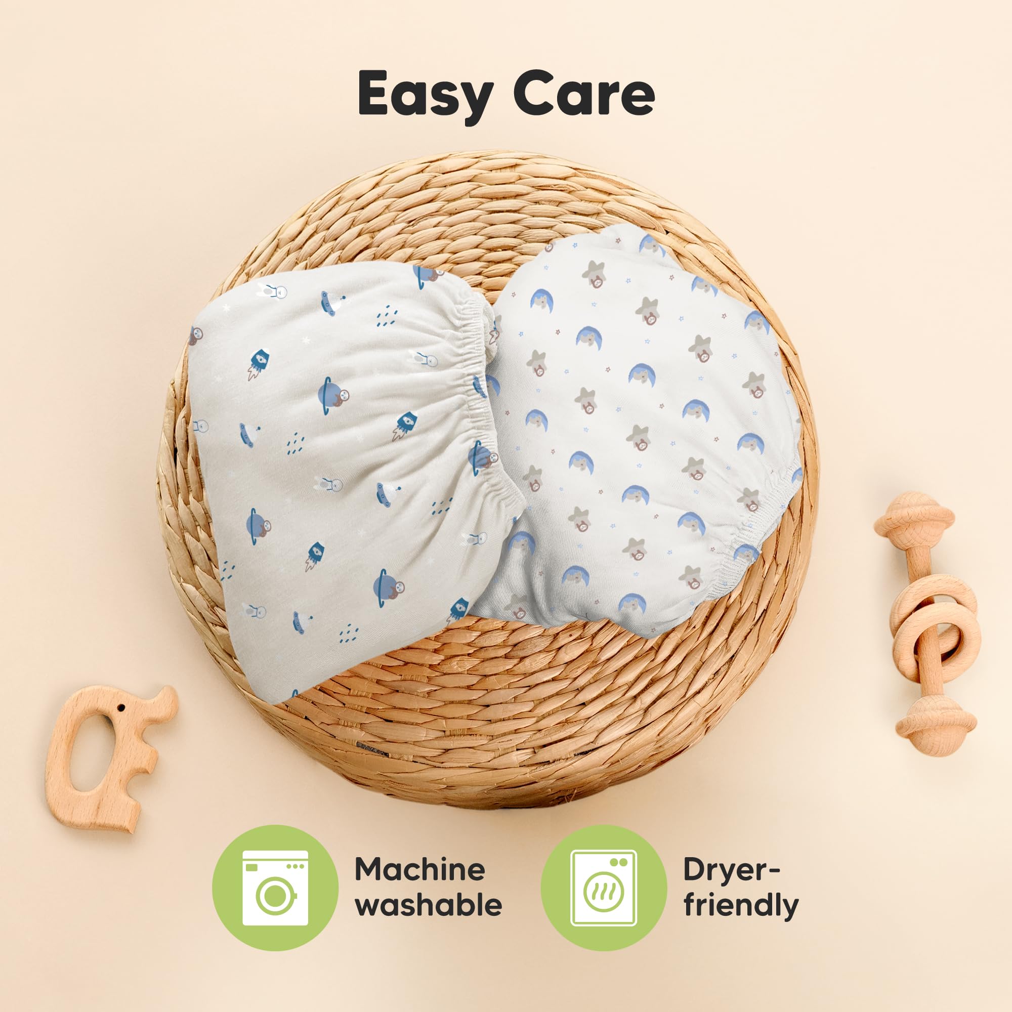 KeaBabies-dryer-friendly-care keeps sheets ready after laundry.