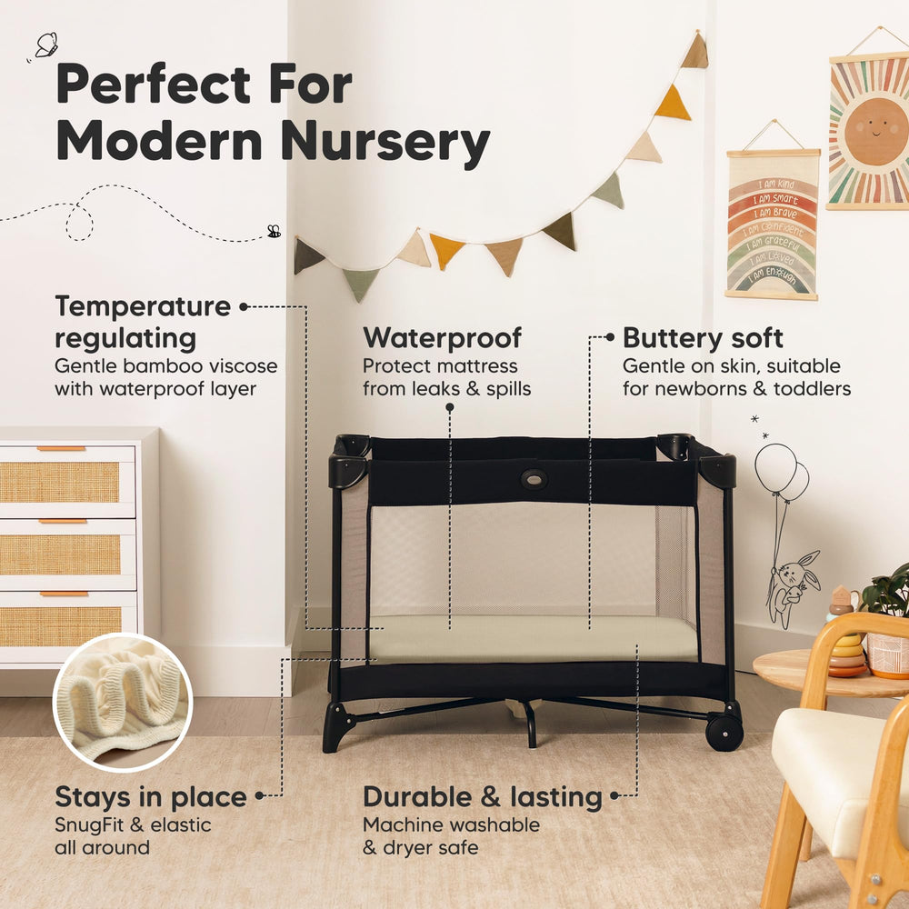 KeaBabies Graco-pack-n-play 38x26 fit demonstrates standard playard compatibility.